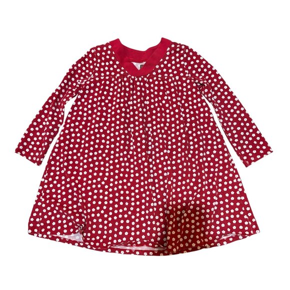 Tea Collection Kids Girls 5 Long Sleeve V Neck Floral Red Dress Cotton - Picture 1 of 15